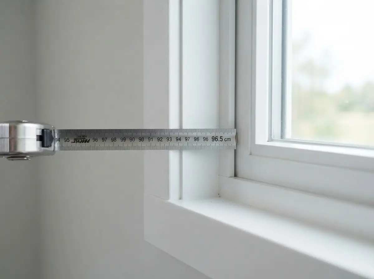 Measuring tape measuring a window frame