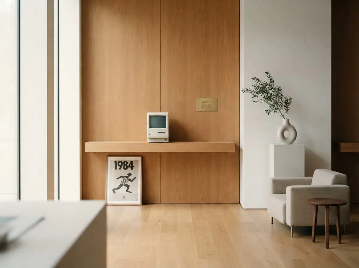 Elegant showroom detail with warm wood tones