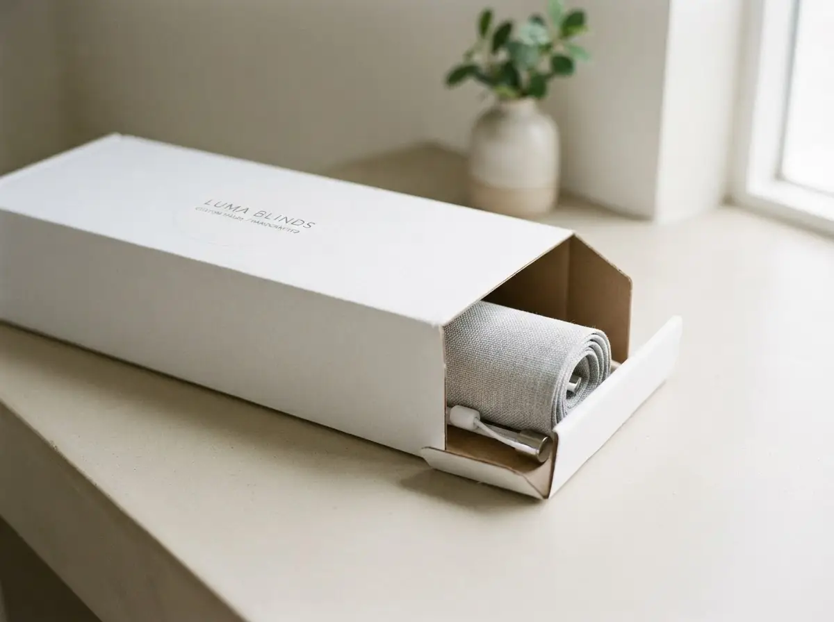 White shipping box with a custom shade