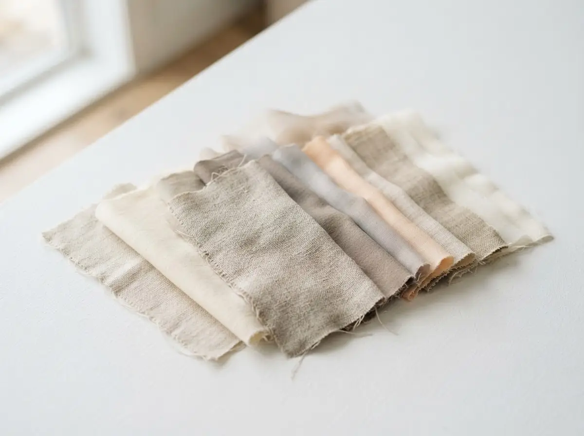 Fabric swatches fanned out on a clean surface